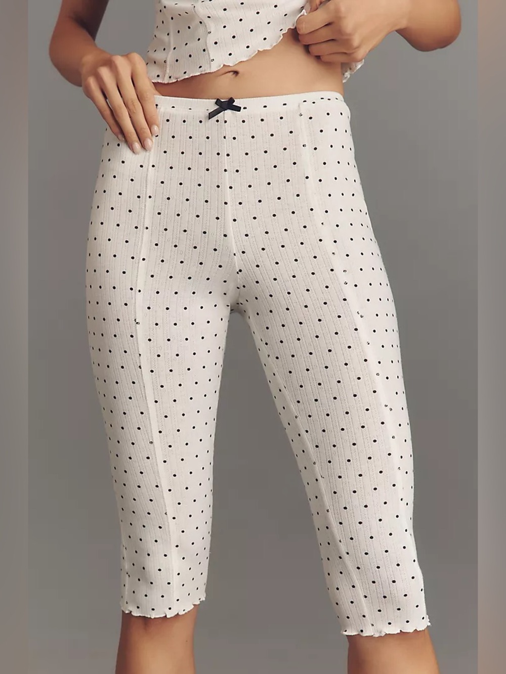 Anthropologie LyreBird Polka Dot Pointelle Capri Pants
